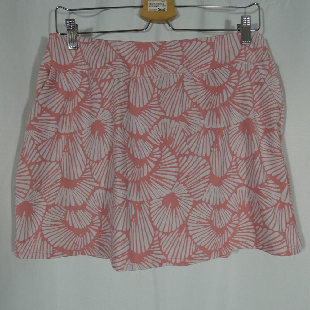 Tommy Bahama Golf Women's Large Skort Pink White Floral Pockets Athleisure